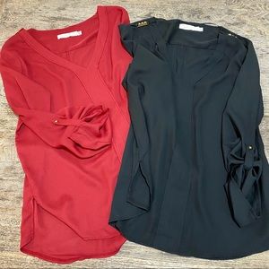 🛍 3/$45 2 Costa Blanca Blouses w. Shoulder Accent